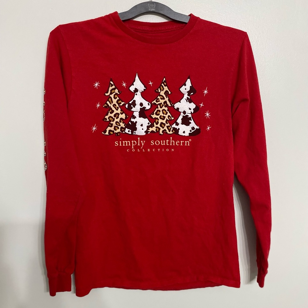 Simply Southern Kids Red Long Sleeve Tee with Tree Design